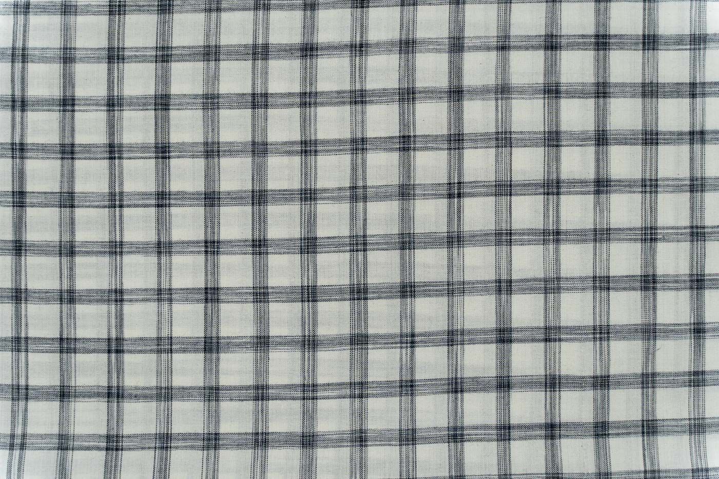 White Black Checks Khari Cotton Fabric