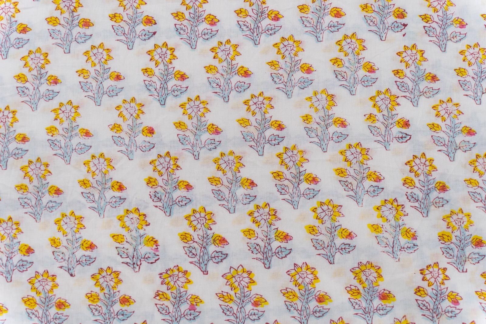 Floral Hand Block Printed Cotton Fabric