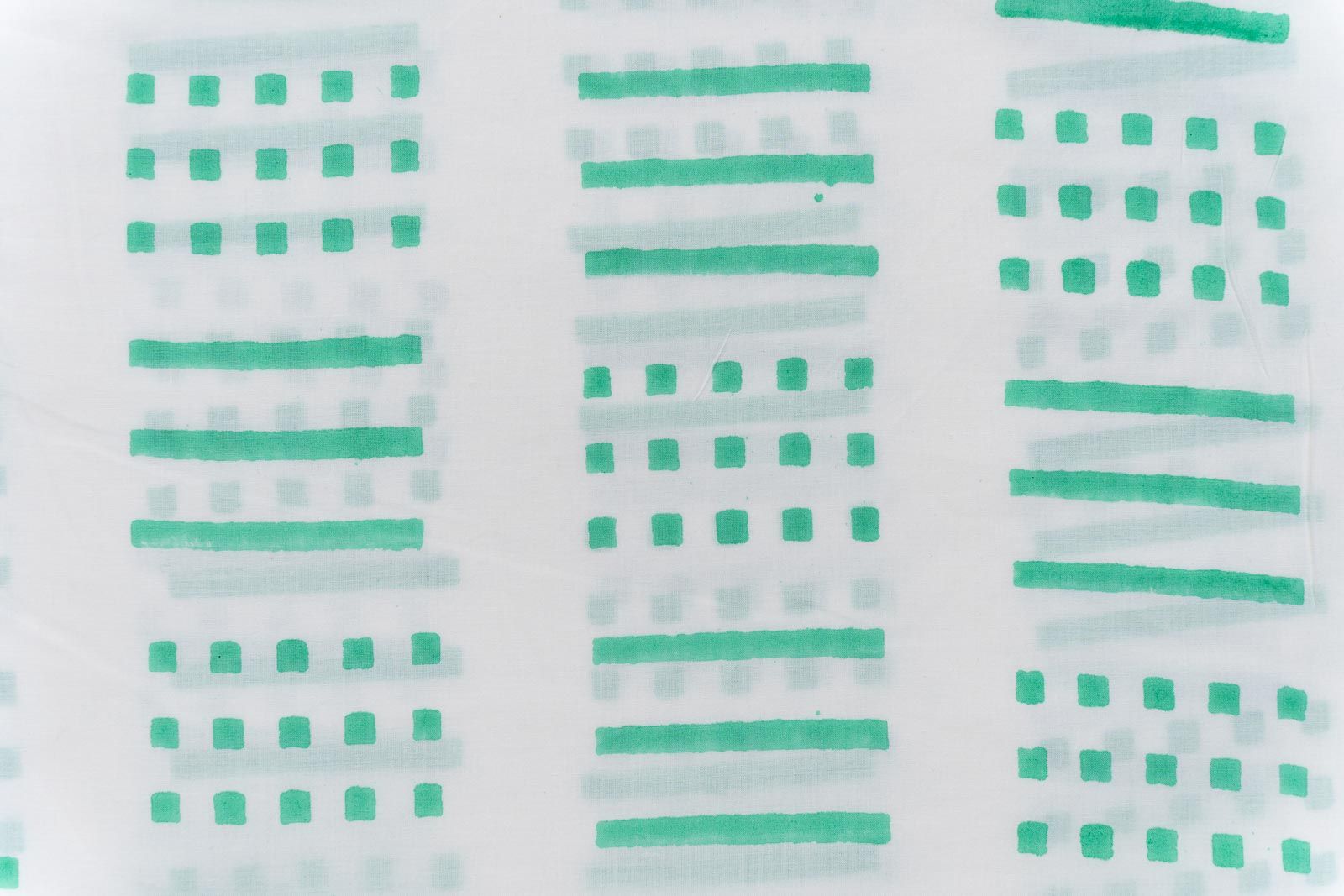 Florida Green Geometric Block Printed Fabric
