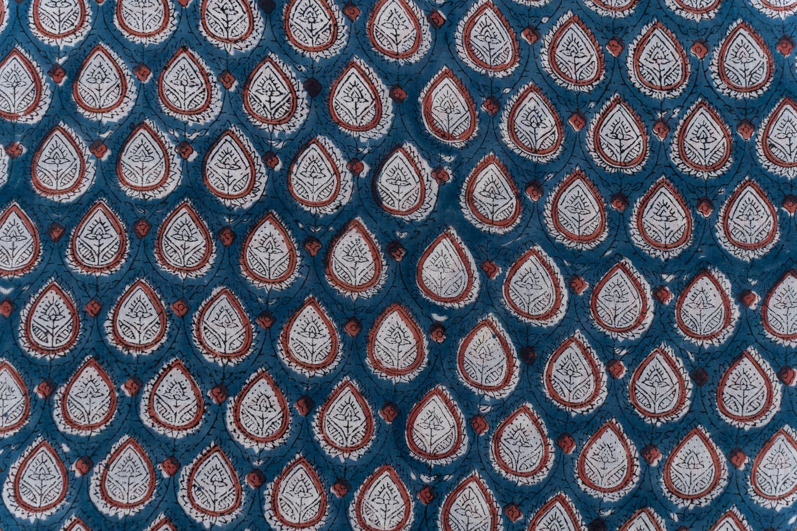 Biscay Blue Hand Block Printed Cotton Fabric