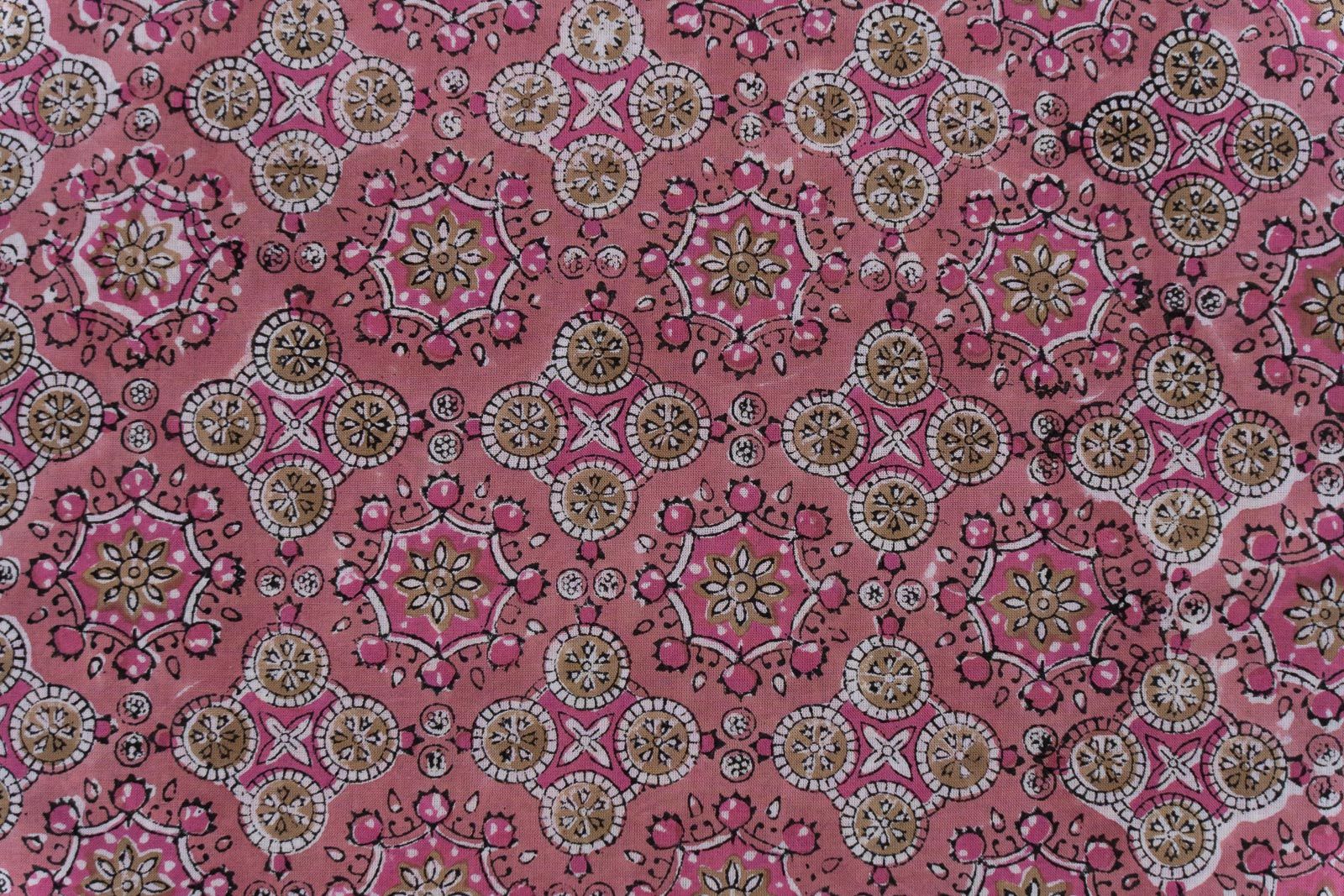 Bubblegum Pink Hand Block Printed Cotton Fabric