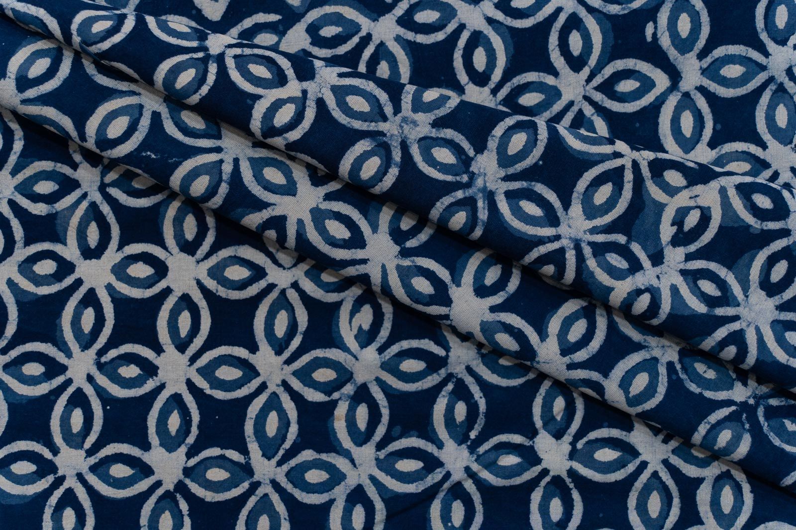 Indigo Designer Hand Block Printed Fabric