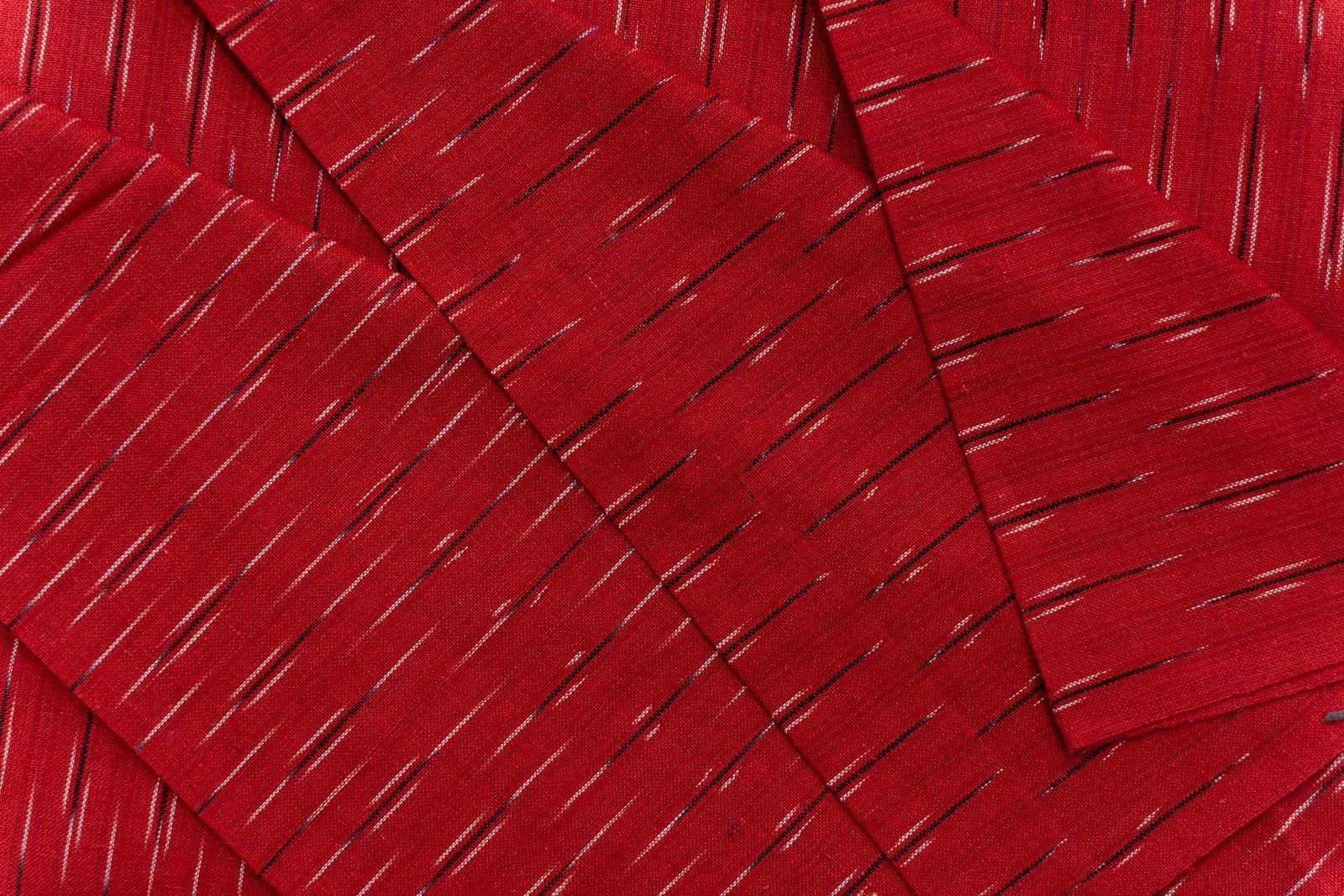Red Black Ikat Cotton Fabric