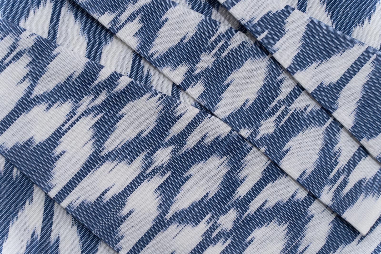 Blue And White Upholstery Ikat Cotton Fabric