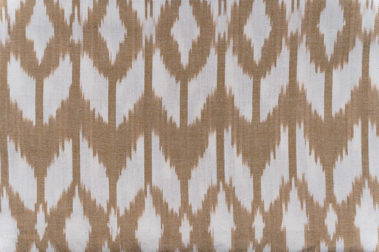 Brown And White Upholstery Ikat Cotton Fabric