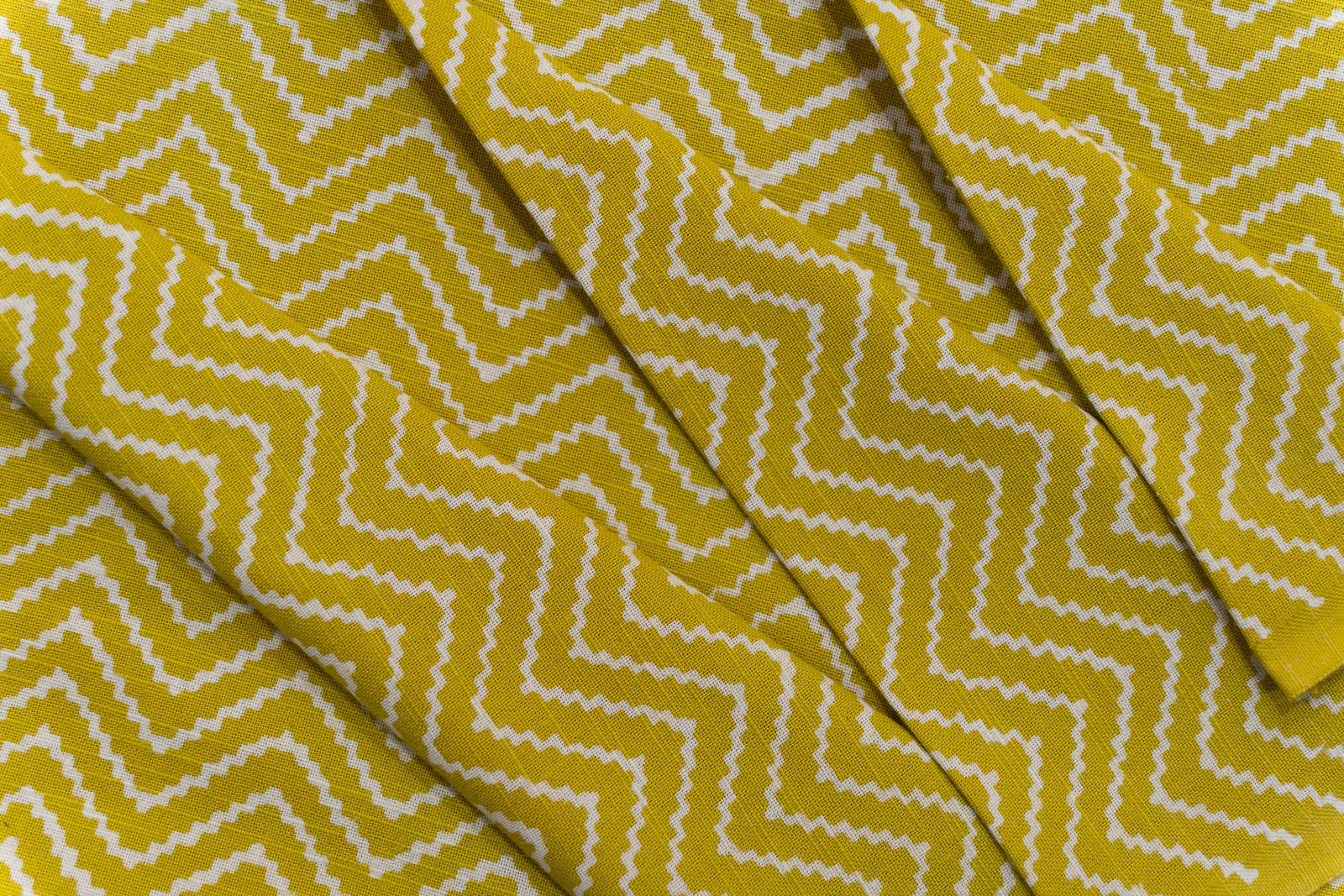 Mustard Block Print Upholstery Cotton Fabric