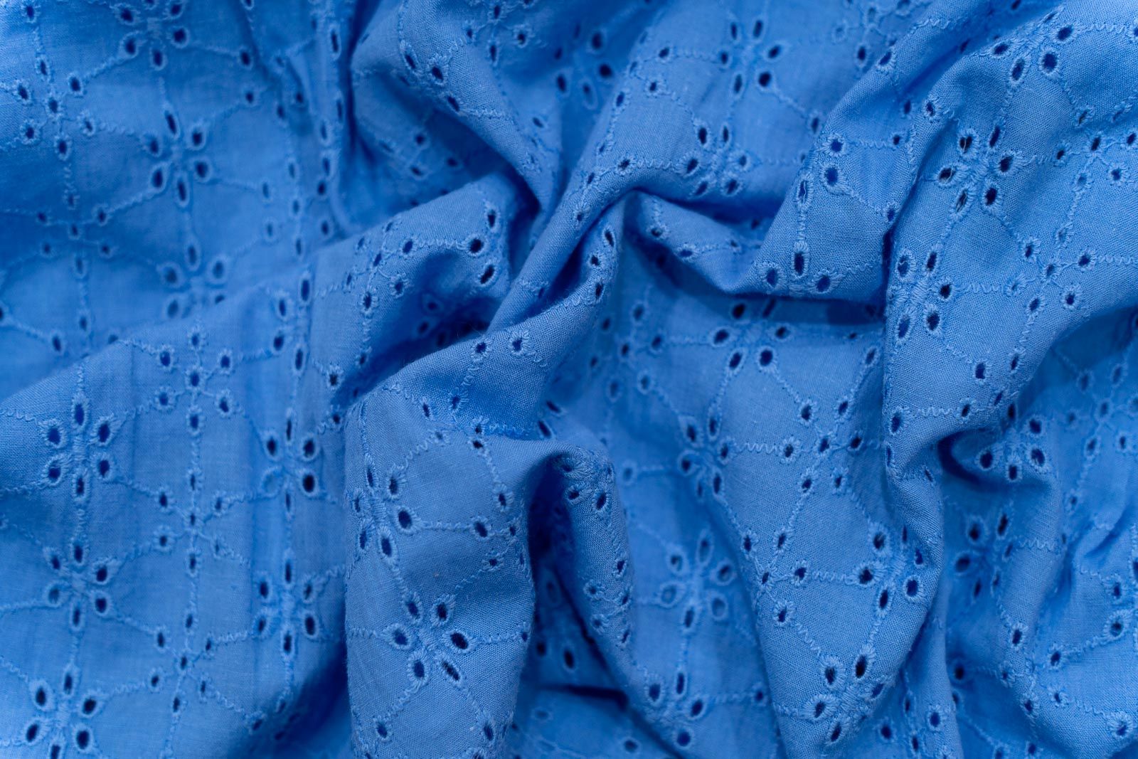 Cornflower Blue Chikankari Embroidered Fabric