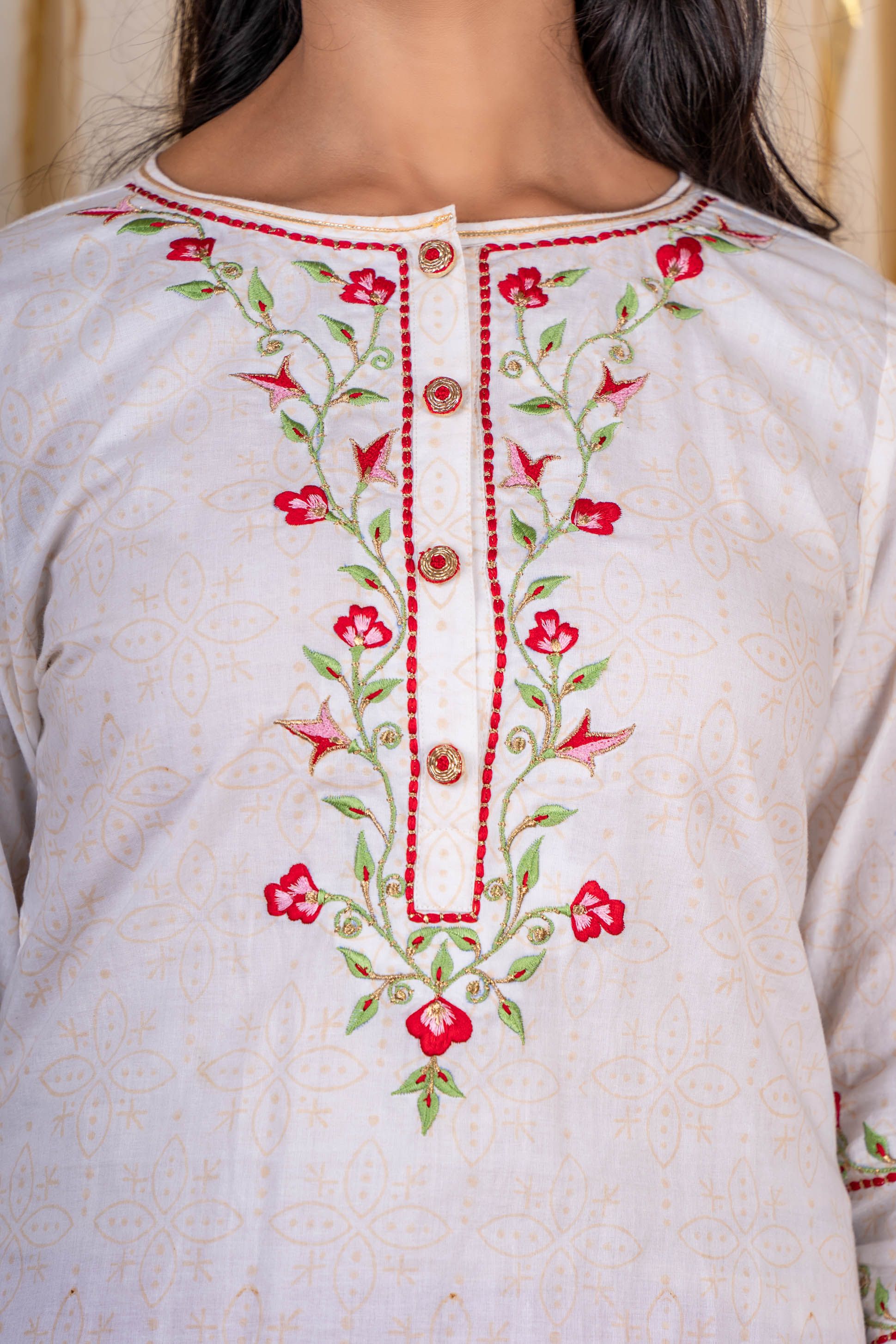 Floral Embroidered Kurta Dupatta Set
