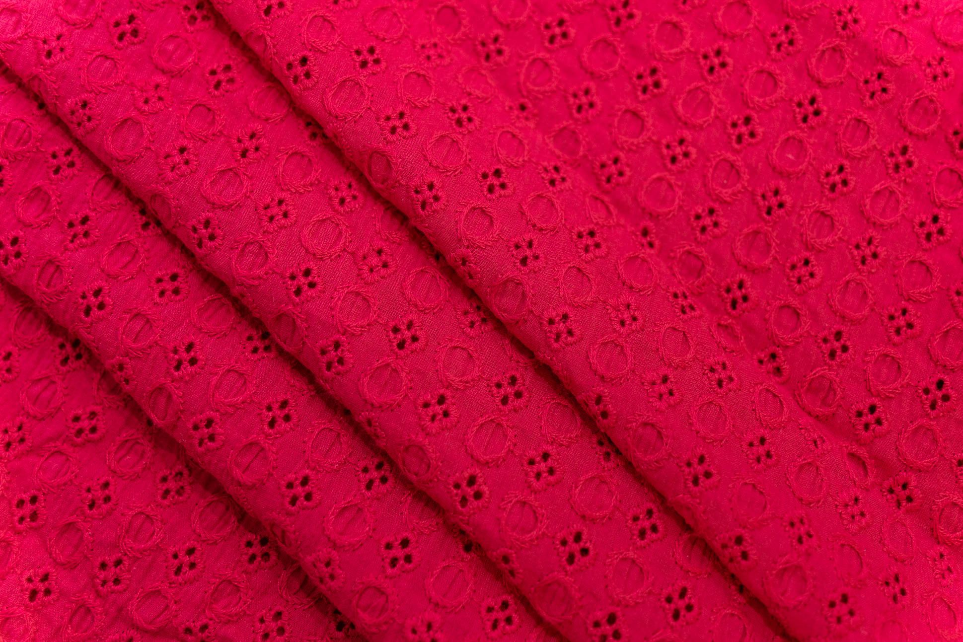 Carnation Pink Chikankari Embroidered Fabric
