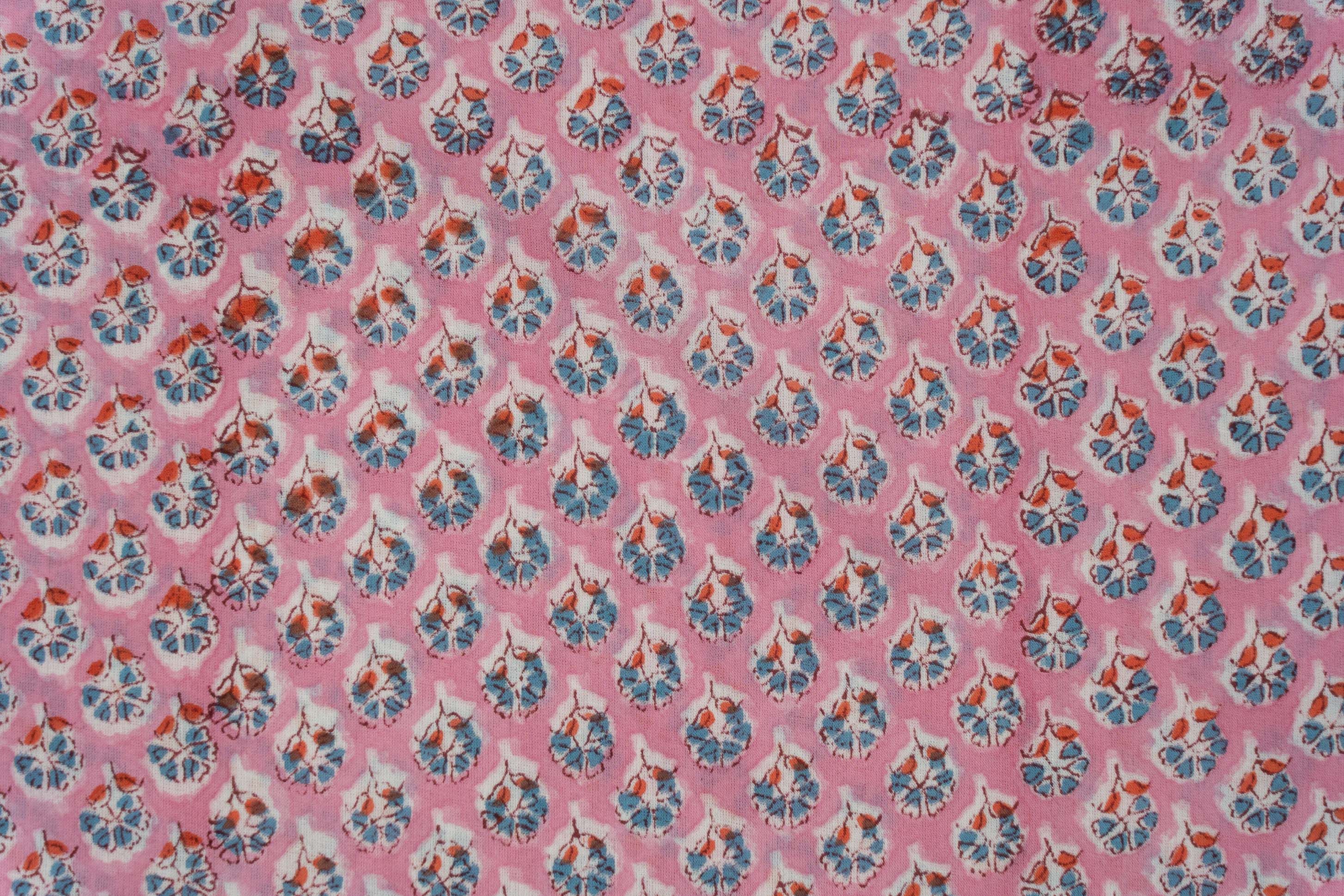 Pretty Pink Hand Block Printed Fabric
