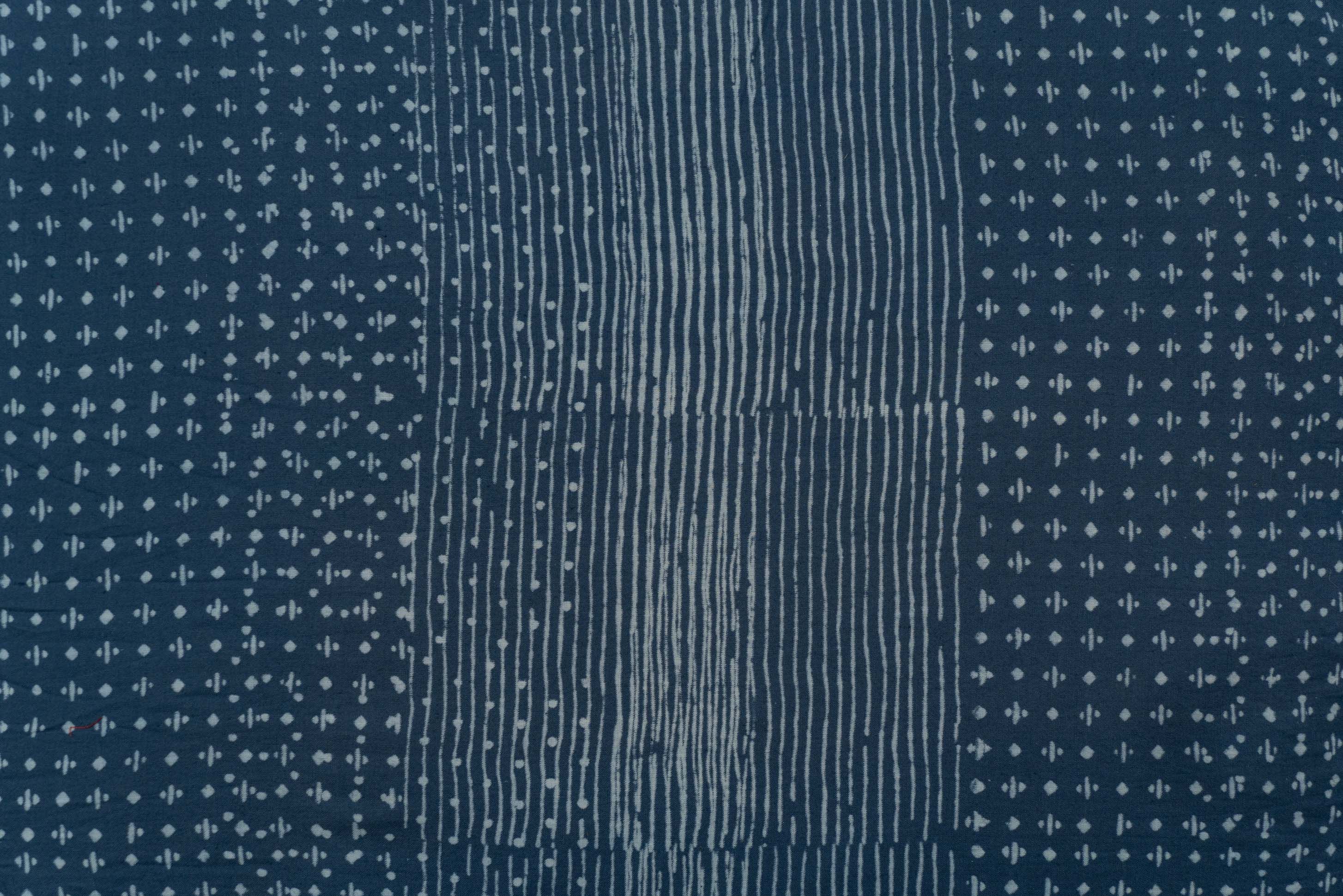 Bluish Grey Block Printed Merecerised Cotton Fabric