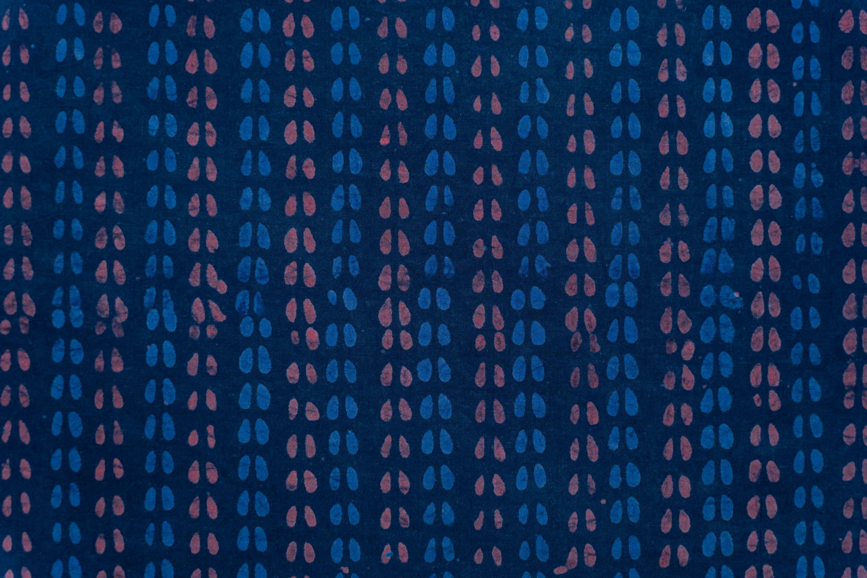 Blue Designer Hand Block Printed Fabric
