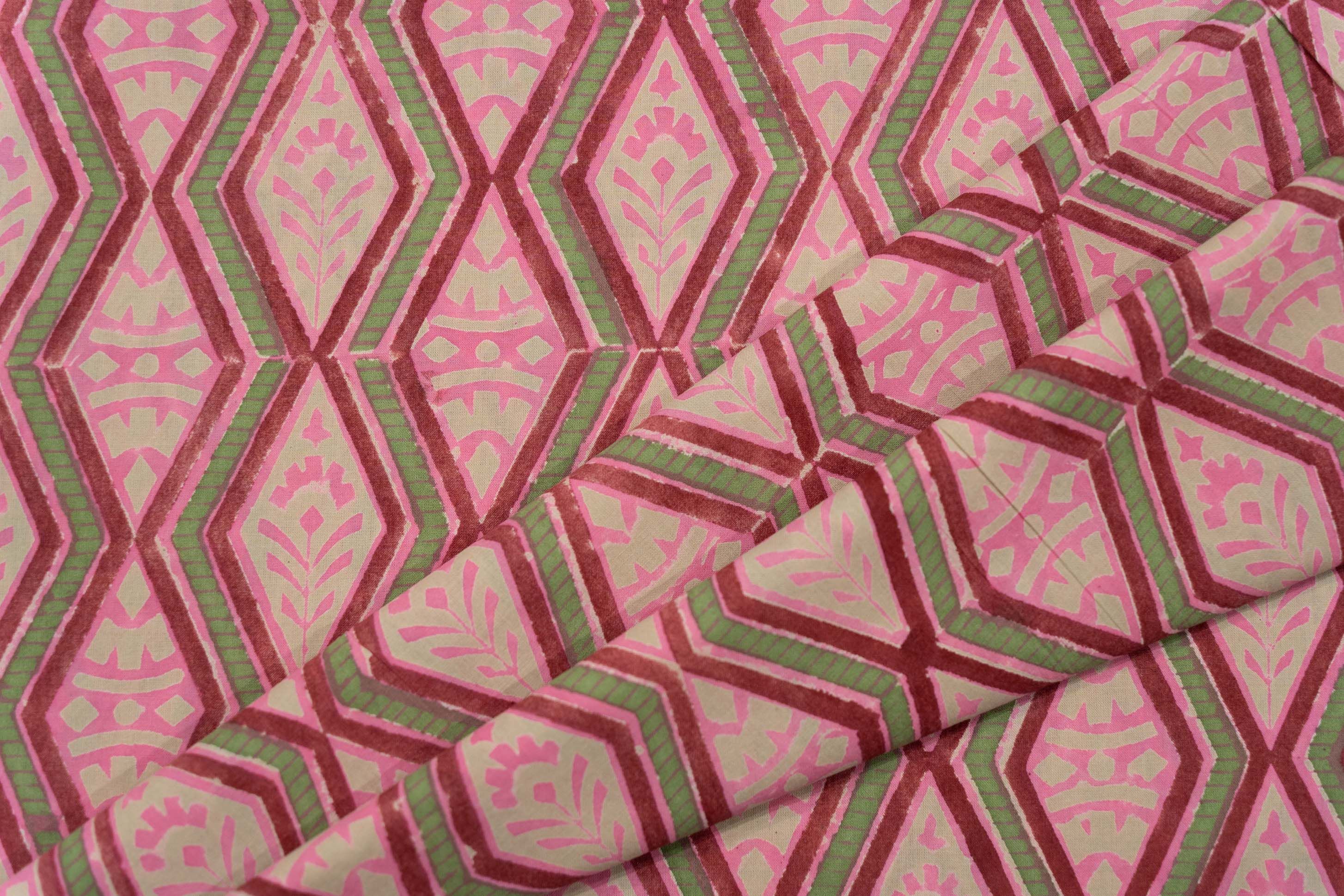 Geometric Block Printed Cotton Fabric