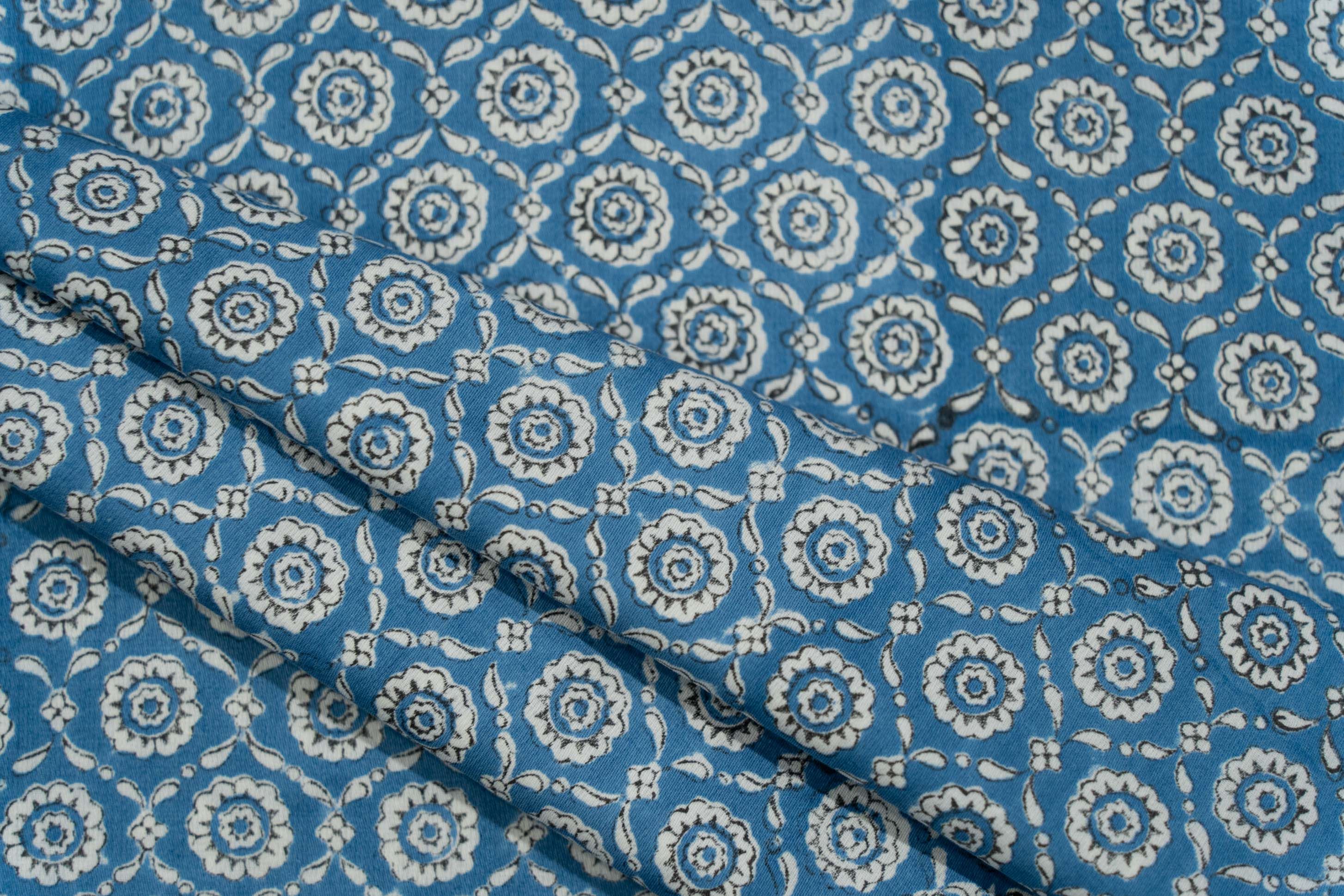 Summer Blue Mercedised Cotton Fabric