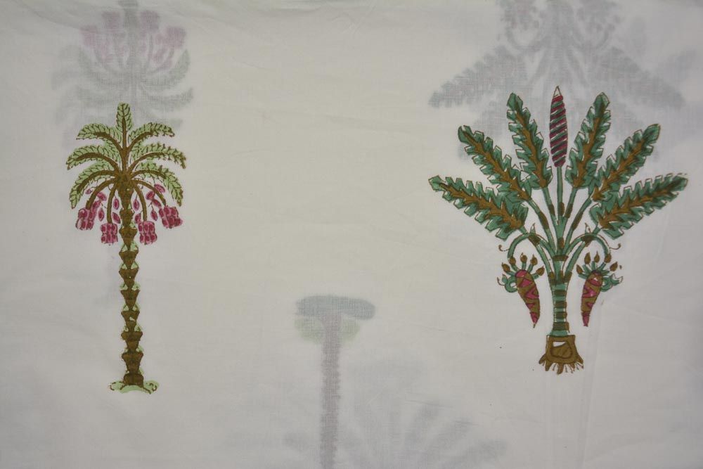 Tree Hand Block Printed Cotton Fabric 