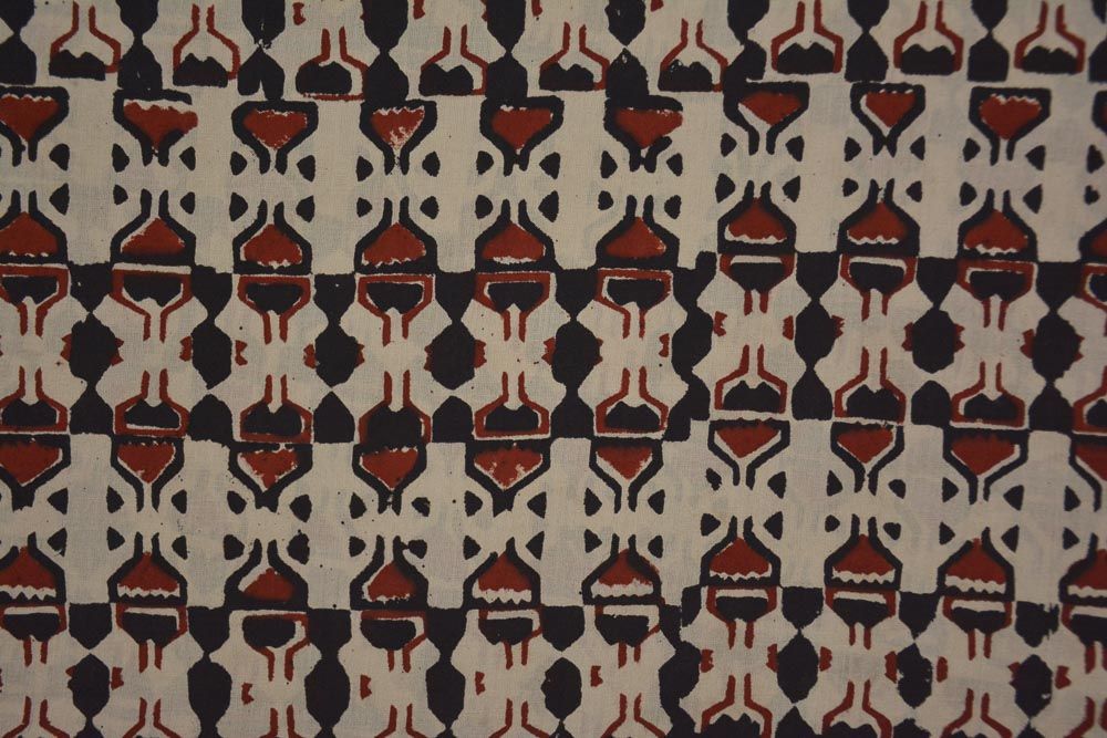 Bagru Red And Black Hand Block Print Cotton Fabric 