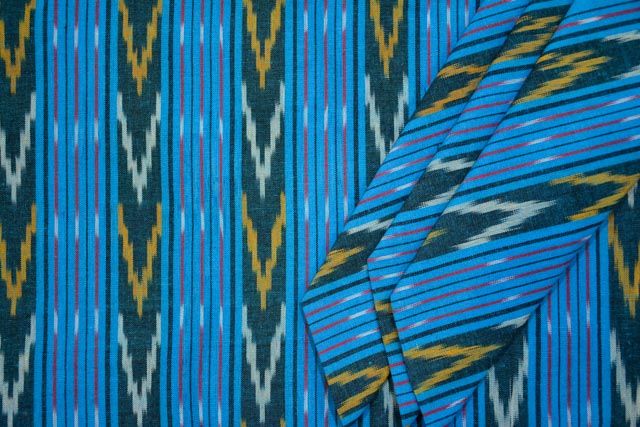Blue Ikat Fabric By The Yard
