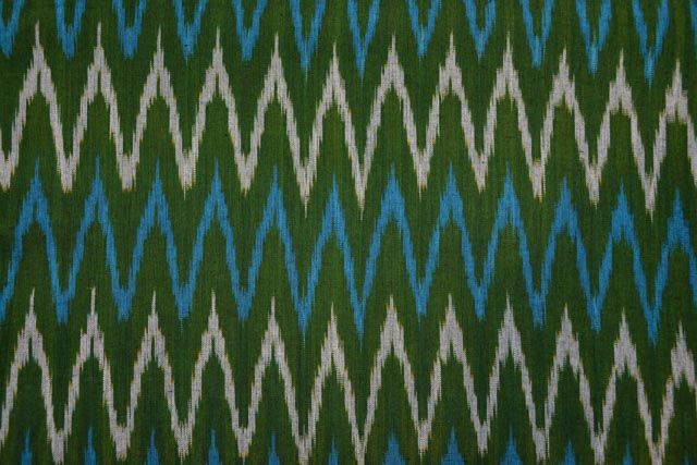 Green Blue Ikat Fabric By The Yard