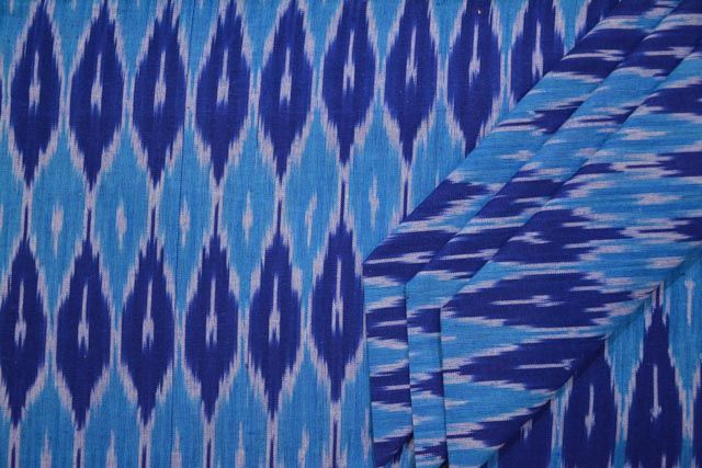 Shades Of Blue Ikat Fabric By The Yard