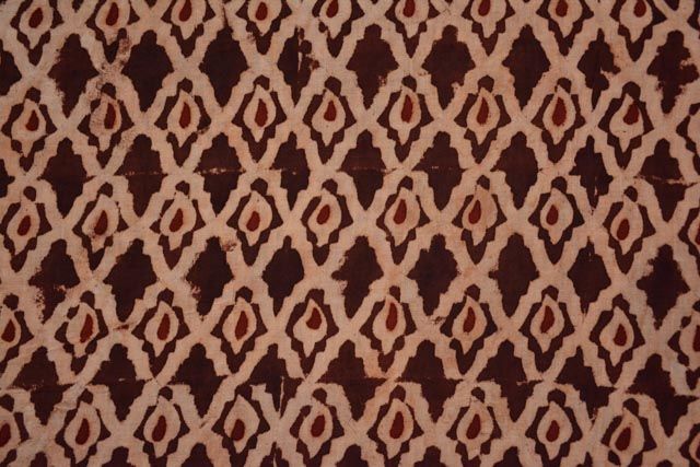 Brown Block Printed Kalamkari Fabric
