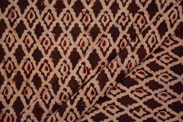 Brown Block Printed Kalamkari Fabric