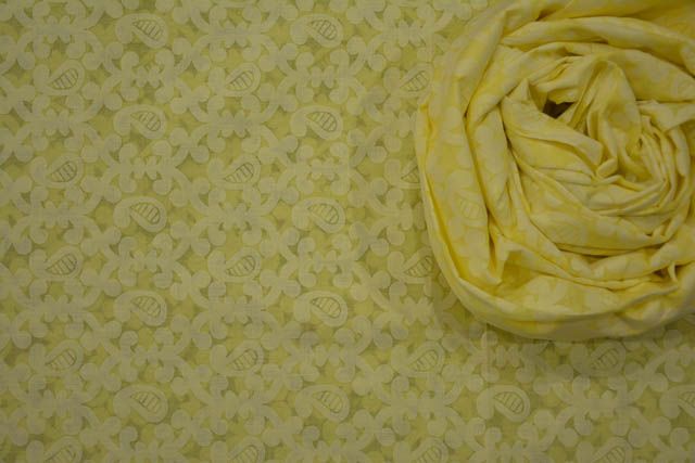 Lime Yellow Self Print Indian Cotton Fabric