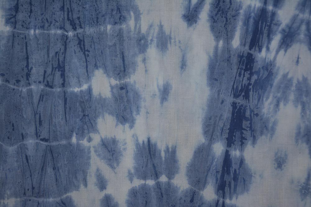 White Blue Shibori Cotton Fabric 