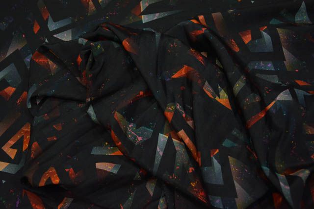 Black Digital Print Crepe Fabric