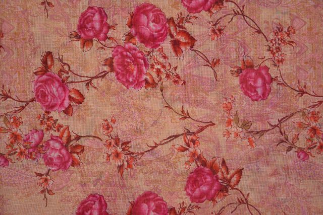 Soft Pink Floral Kota Doria Fabric