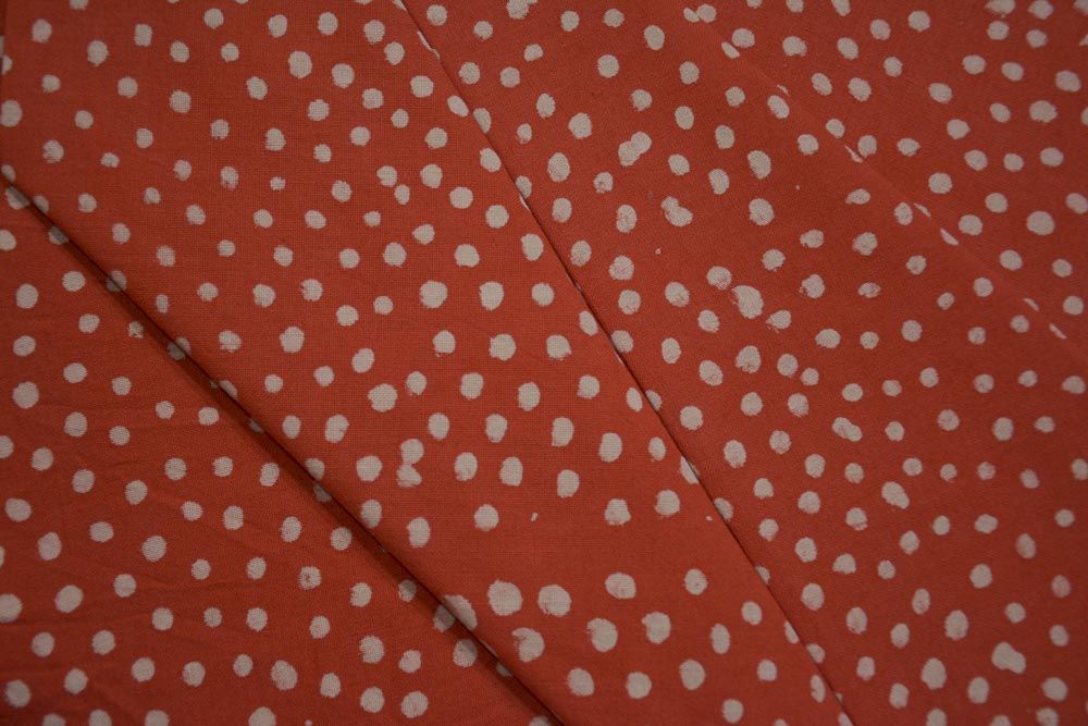 Rust Red  Khari Cotton Block Printed Fabric