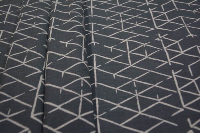 Upholstery Grey Diamond Block Printed Fabric