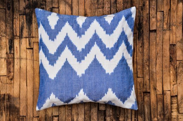 Blue And White Ikat Cushions