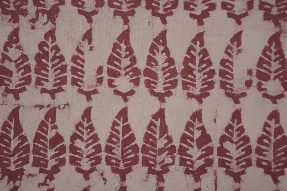 Dark Pink Khari Cotton Block Printed Fabric