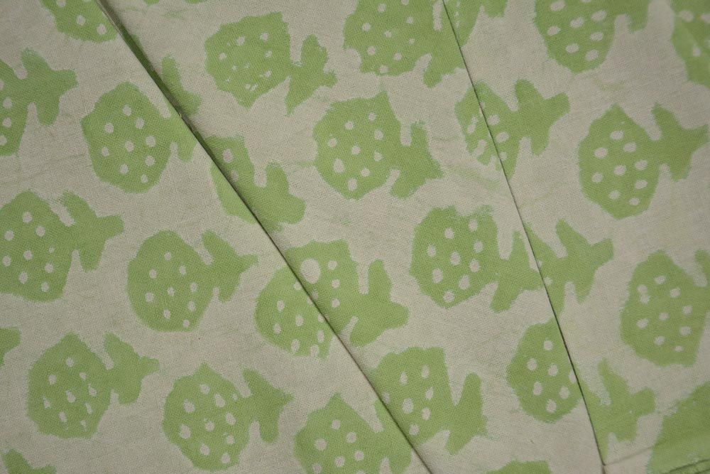 Green Khari Cotton Block Printed Fabric