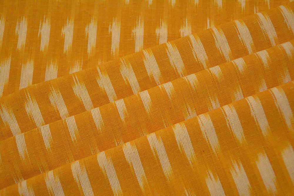 Yellow White Ikat Fabric