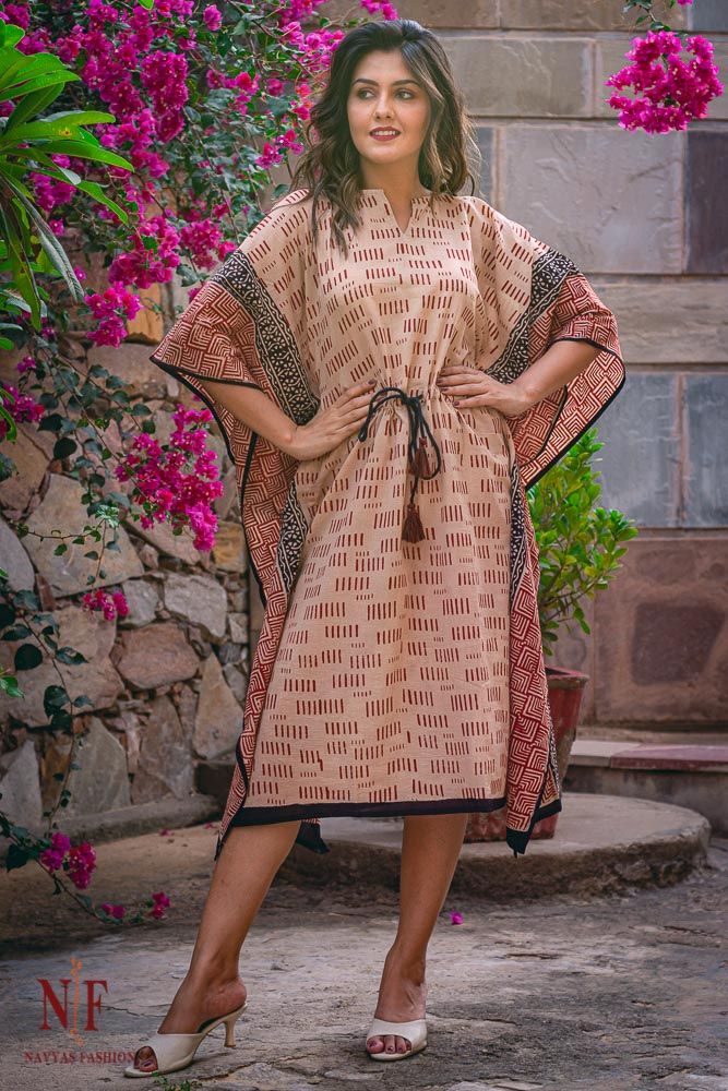 Bagru Printed Cotton Kaftan Dress