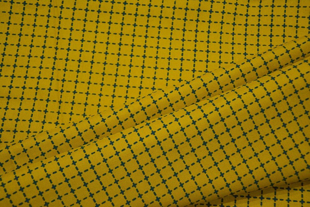 Fressia Yellow Line Print Rayon Fabric