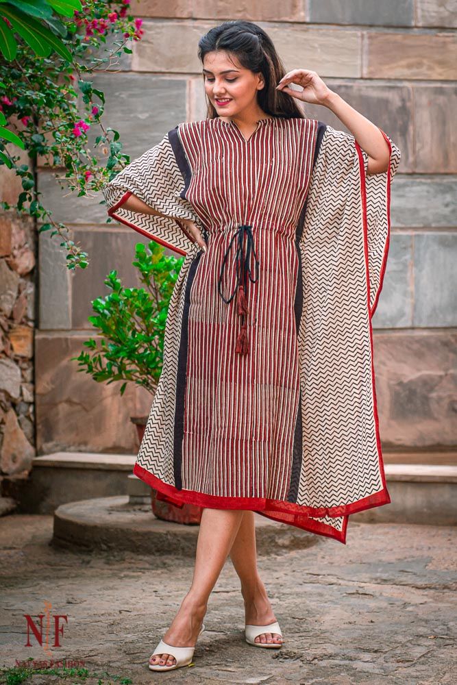 Bagru Block Printed Cotton Kaftan Dress