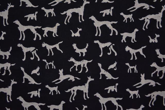 Black And White Animal Block Printed Cotton Fabric