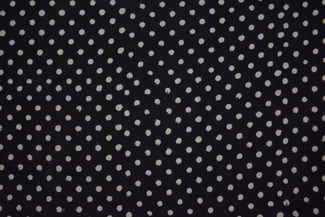 Black And White Dotted Block Printed Cotton Fabric