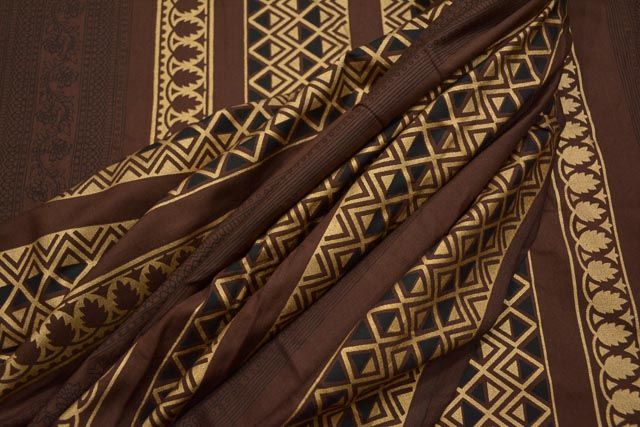 Brown And Golden Printed Glace Cotton Fabric
