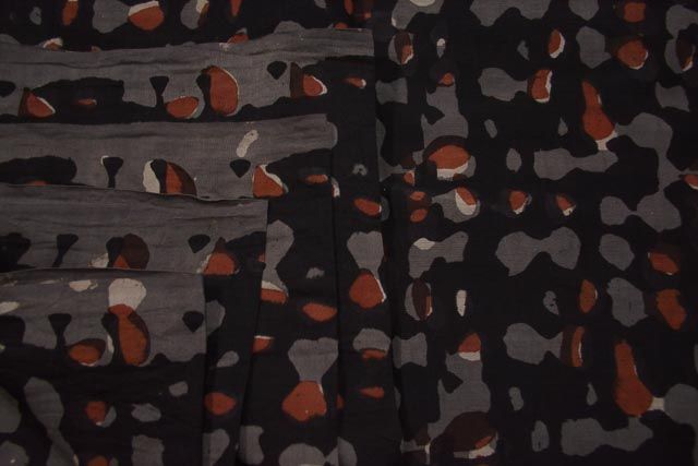 Tricolor Printed Silk Cotton Fabric 