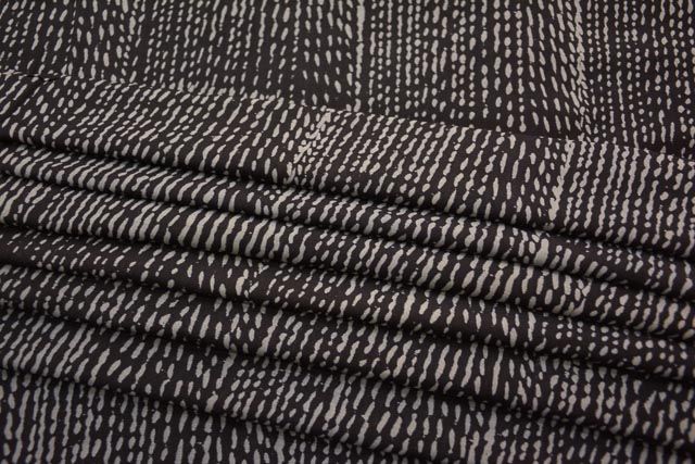 Black And Grey Print Silk Cotton Fabric 