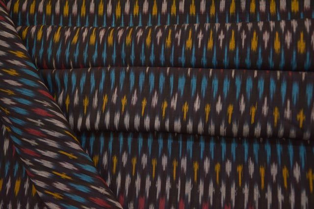 Multicolor Handloom Fine Ikat Fabric