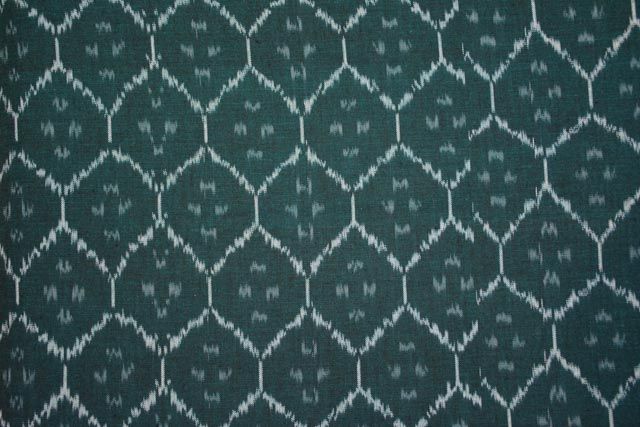 Green And White Ikat Fabric