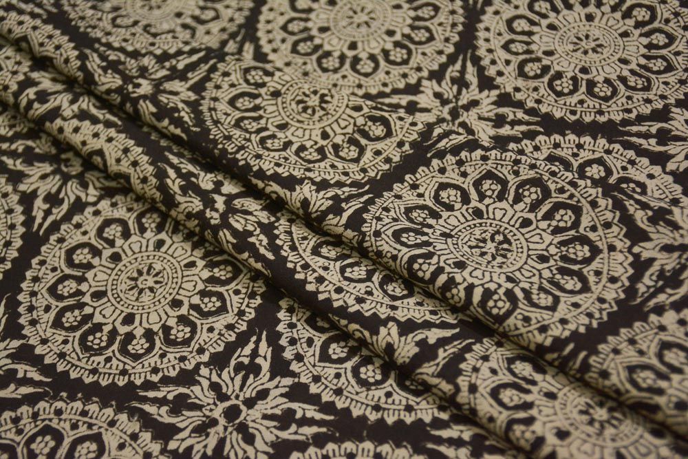 Bagru Black Block Printed Cotton Fabric