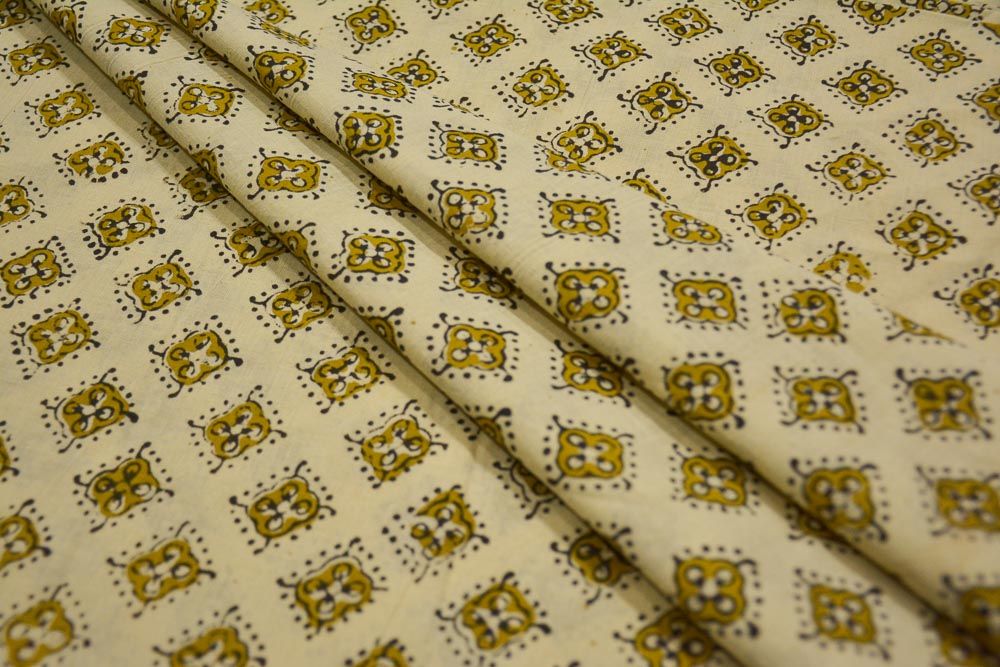 Bagru Green Block Printed Cotton Fabric