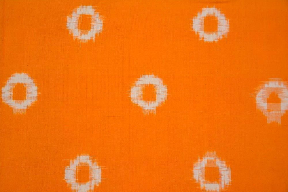 Orange & White Double Ikat Fabric