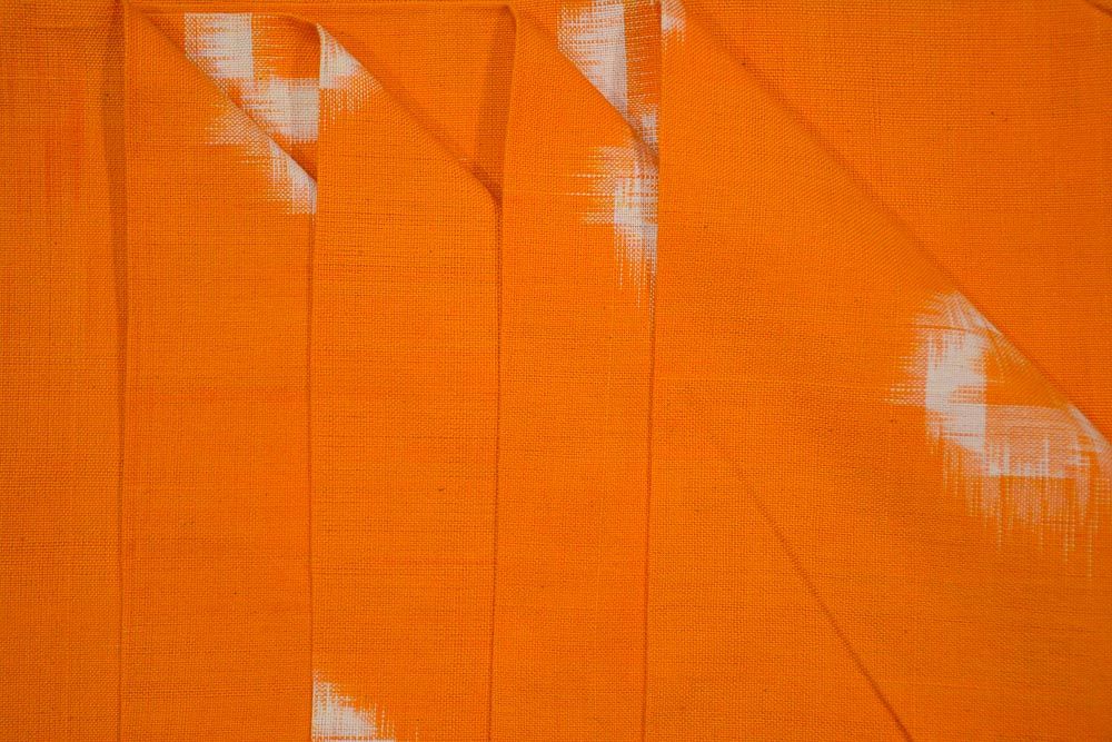 Orange & White Double Ikat Fabric