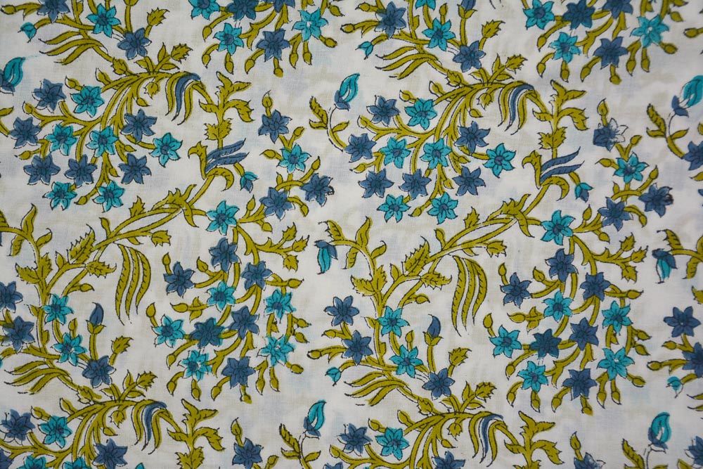 White Base Floral Cotton Fabric